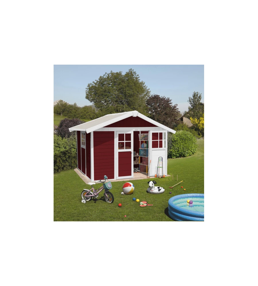 Casetta da giardino in pvc grosfillex "deco rosso"  7,5 mq - 23007242